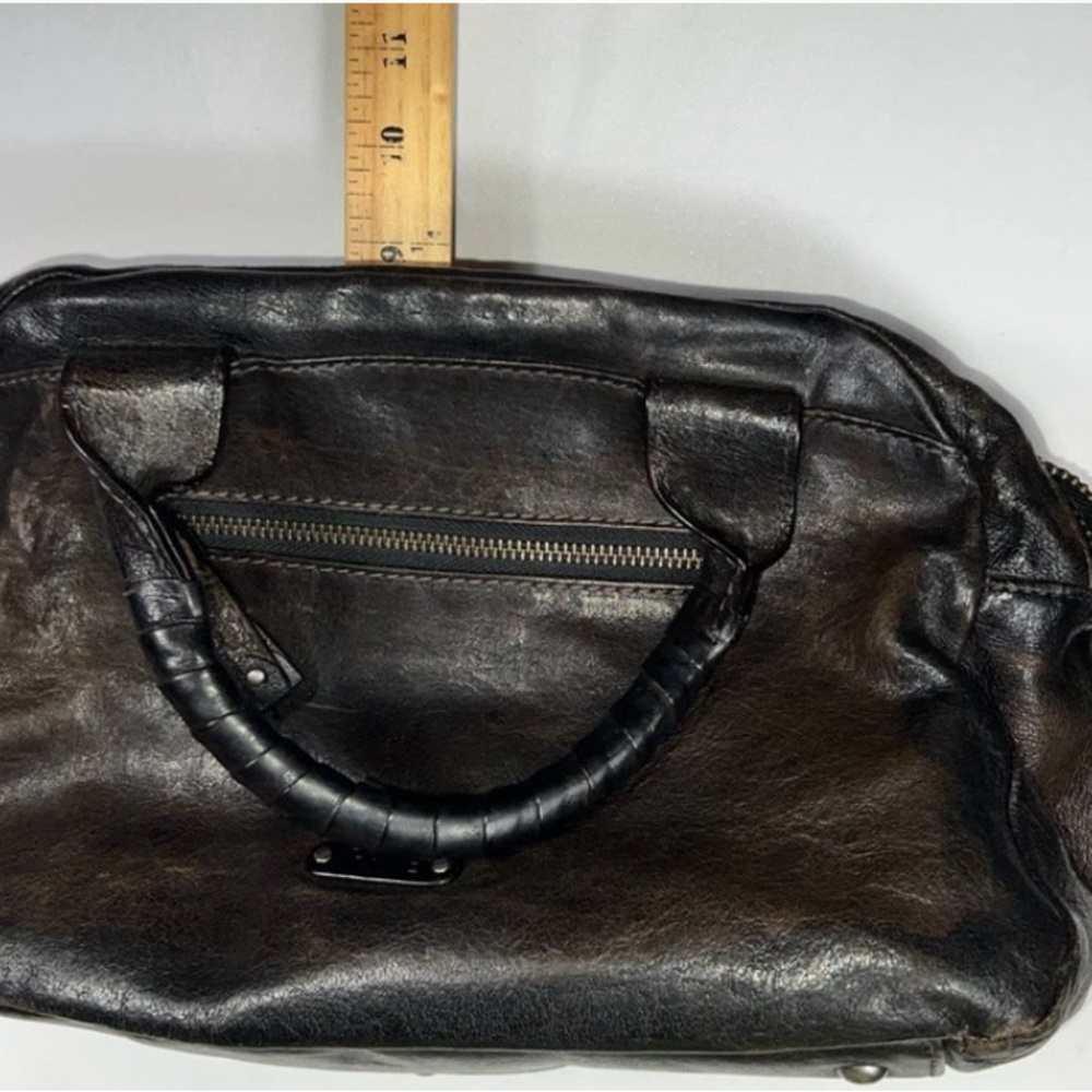 Vintage Frye Elaine Satchel Duffle Shoulder Italian Leather distressed HandBag - Picture 10 of 11